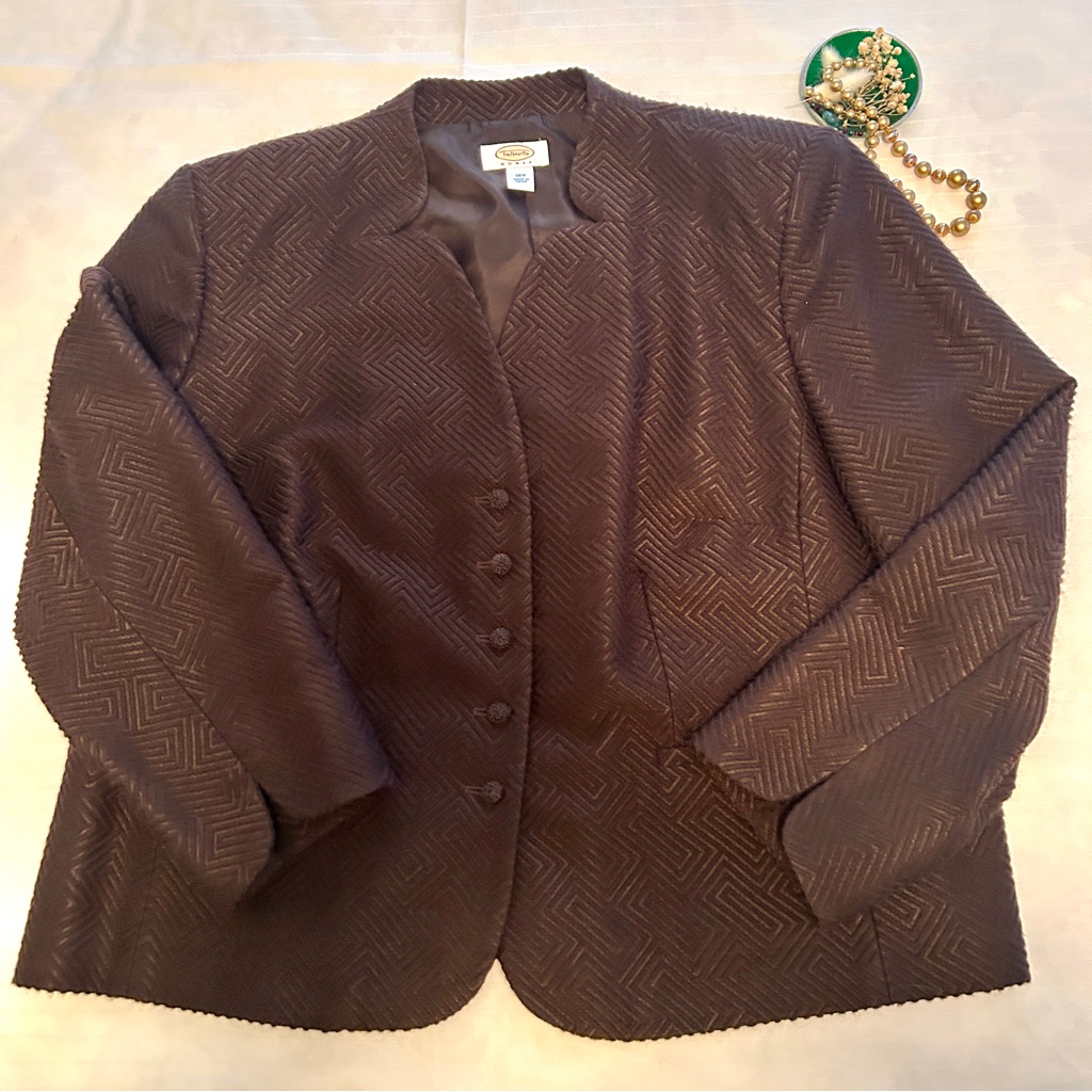 Talbots 18w Vintage Brown Textured Evening Jacket Holiday Party / Winter Wedding